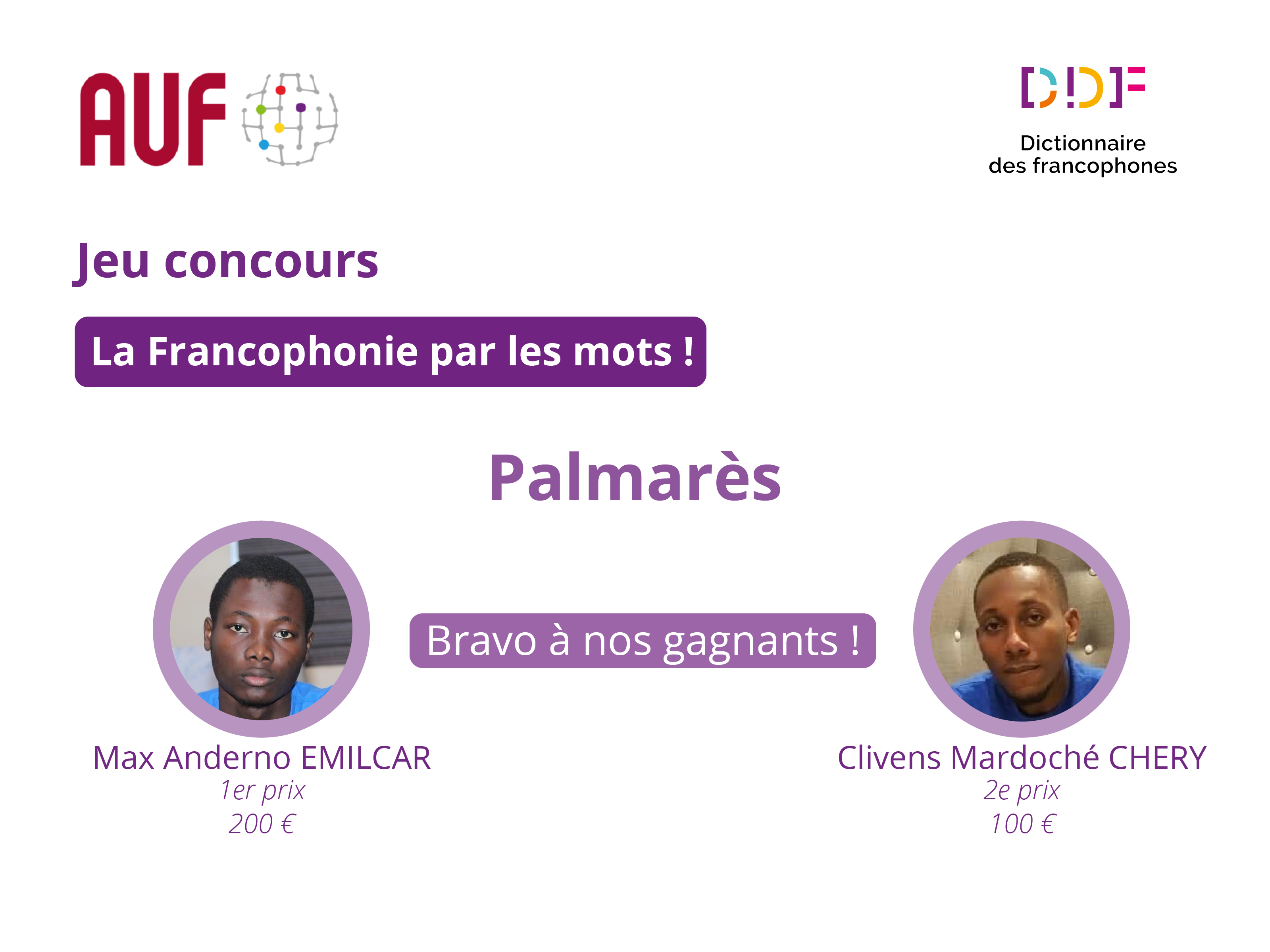 Palmares Concours Francophonie par les mots