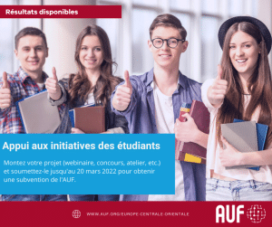 Résultats présélection : Appui aux initiatives étudiantes, Appel à projets 2022